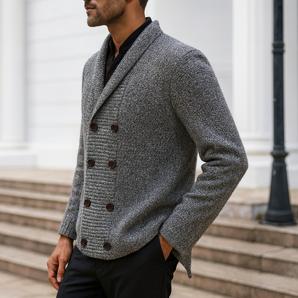 Men's Shawl Collar Cardigan – Double-Breasted Heritage Knit