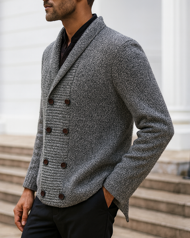 Men's Shawl Collar Cardigan – Double-Breasted Heritage Knit
