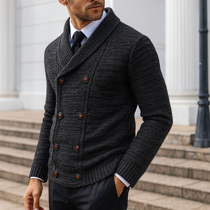 Men's Shawl Collar Cardigan – Double-Breasted Heritage Knit