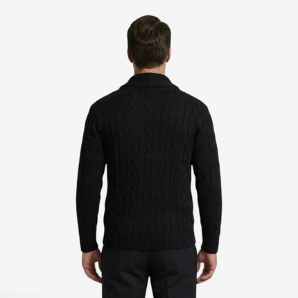 Men's Shawl Collar Cardigan in Regular Fit – Cable Knit Button Front