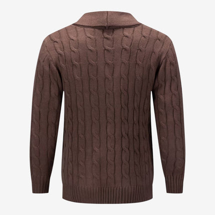Men's Shawl Collar Cardigan in Regular Fit – Cable Knit Button Front