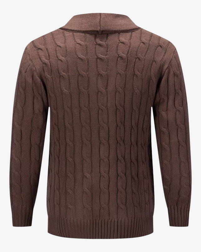Men's Shawl Collar Cardigan in Regular Fit – Cable Knit Button Front