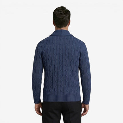 Men's Shawl Collar Cardigan in Regular Fit – Cable Knit Button Front