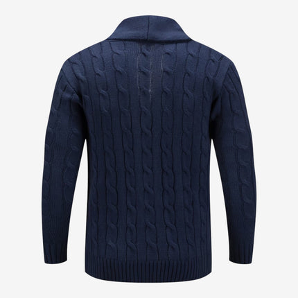 Men's Shawl Collar Cardigan in Regular Fit – Cable Knit Button Front