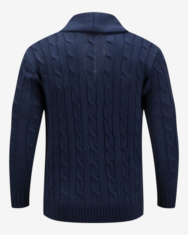 Men's Shawl Collar Cardigan in Regular Fit – Cable Knit Button Front