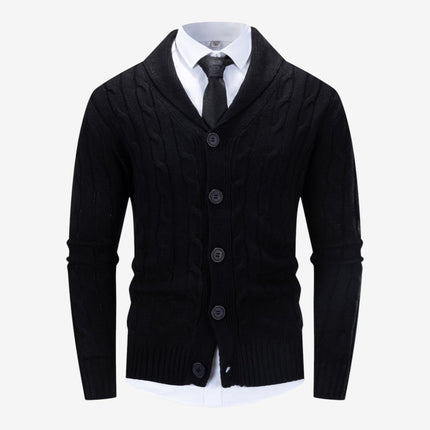 Men's Shawl Collar Cardigan in Regular Fit – Cable Knit Button Front