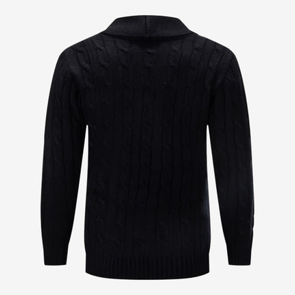 Men's Shawl Collar Cardigan in Regular Fit – Cable Knit Button Front