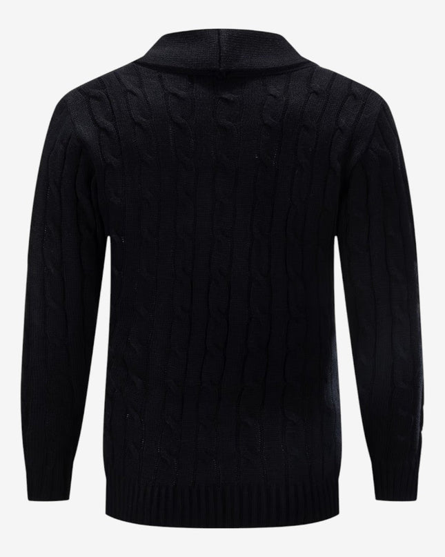 Men's Shawl Collar Cardigan in Regular Fit – Cable Knit Button Front