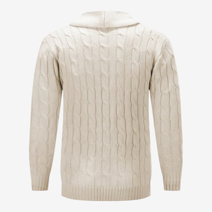 Men's Shawl Collar Cardigan in Regular Fit – Cable Knit Button Front
