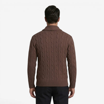 Men's Shawl Collar Cardigan in Regular Fit – Cable Knit Button Front
