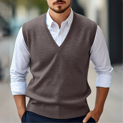 Men's Sleeveless Jumper in Tailored V-Neck Cut – Heritage Layer