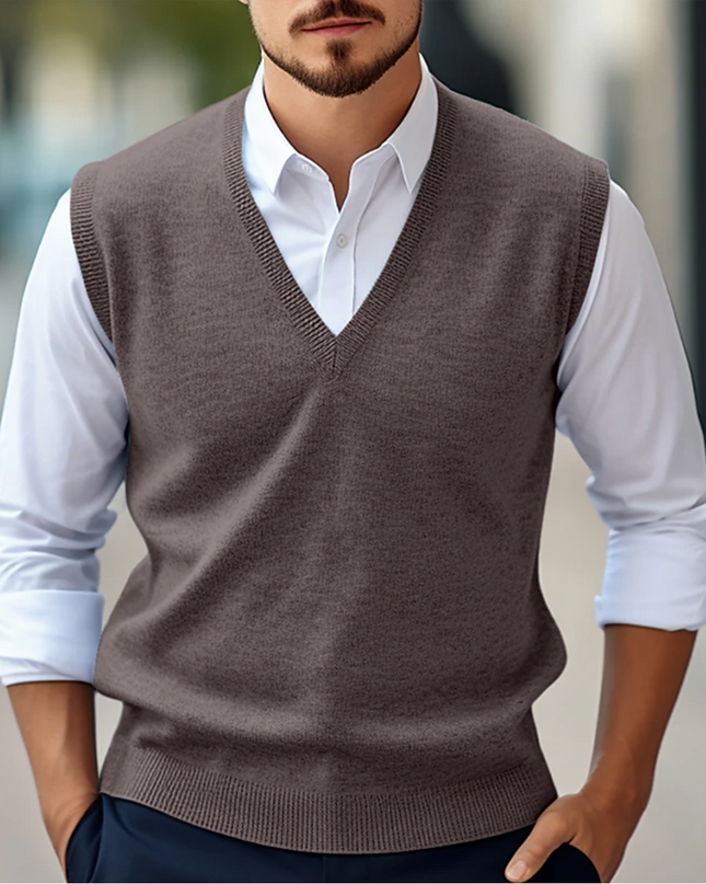 Men's Sleeveless Jumper in Tailored V-Neck Cut – Heritage Layer
