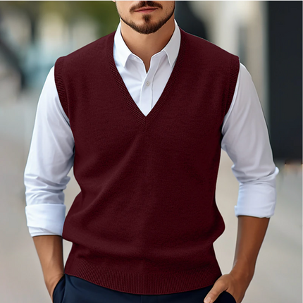 Men's Sleeveless Jumper in Tailored V-Neck Cut – Heritage Layer