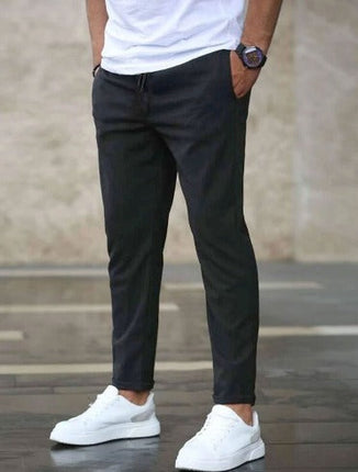 Men's Slim Drawstring Trousers for Smart Casual Comfort