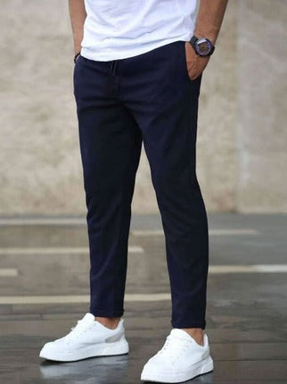 Men's Slim Drawstring Trousers for Smart Casual Comfort