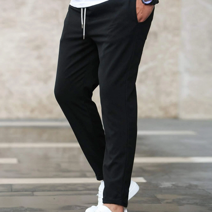 Men's Slim Drawstring Trousers for Smart Casual Comfort