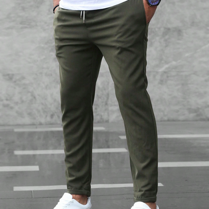 Men's Slim Drawstring Trousers for Smart Casual Comfort