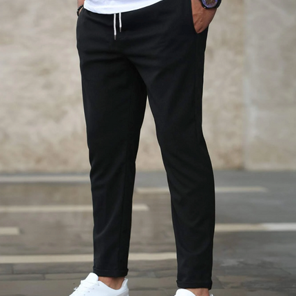 Men's Slim Drawstring Trousers for Smart Casual Comfort