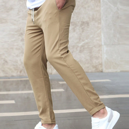 Men's Slim Drawstring Trousers for Smart Casual Comfort