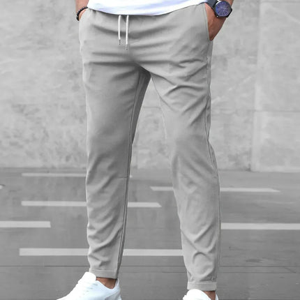 Men's Slim Drawstring Trousers for Smart Casual Comfort