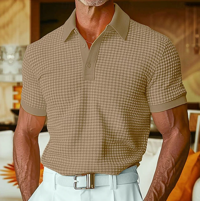 Men's Slim Fit Polo Shirt – Textured Knit Smart Casual Style
