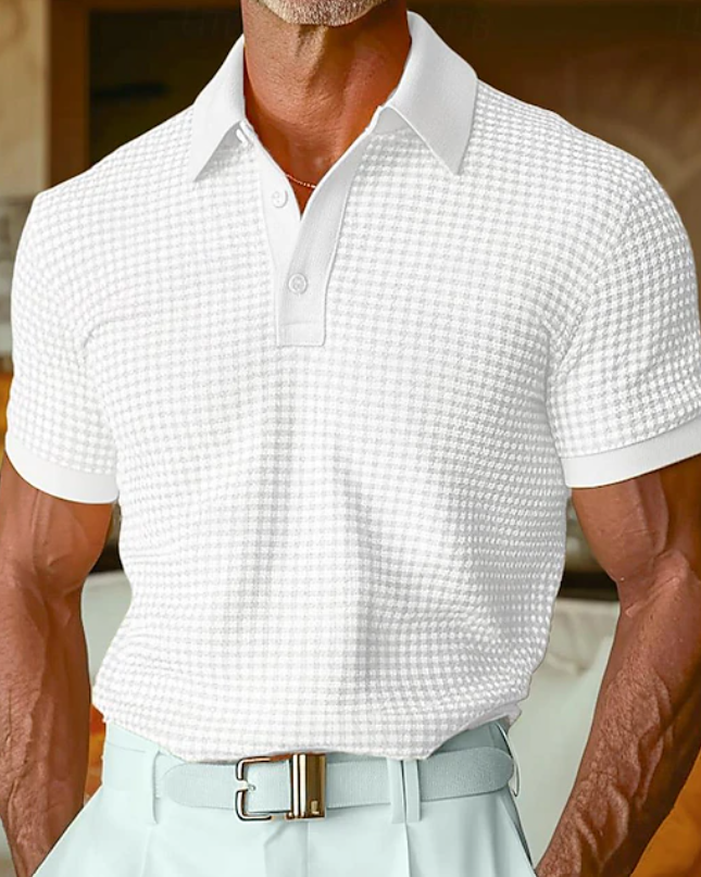 Men's Slim Fit Polo Shirt – Textured Knit Smart Casual Style