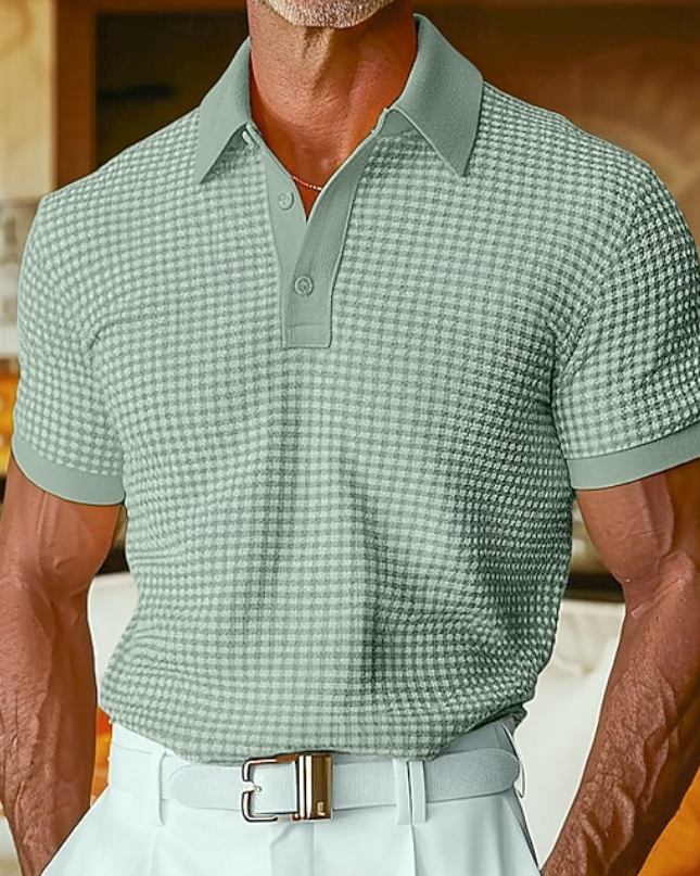 Men's Slim Fit Polo Shirt – Textured Knit Smart Casual Style
