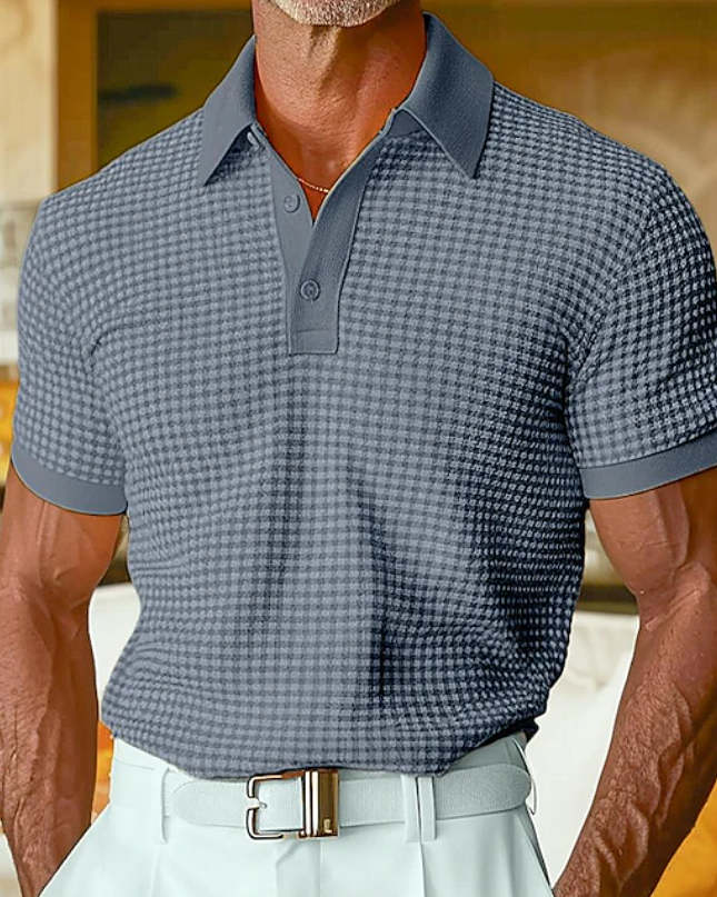 Men's Slim Fit Polo Shirt – Textured Knit Smart Casual Style
