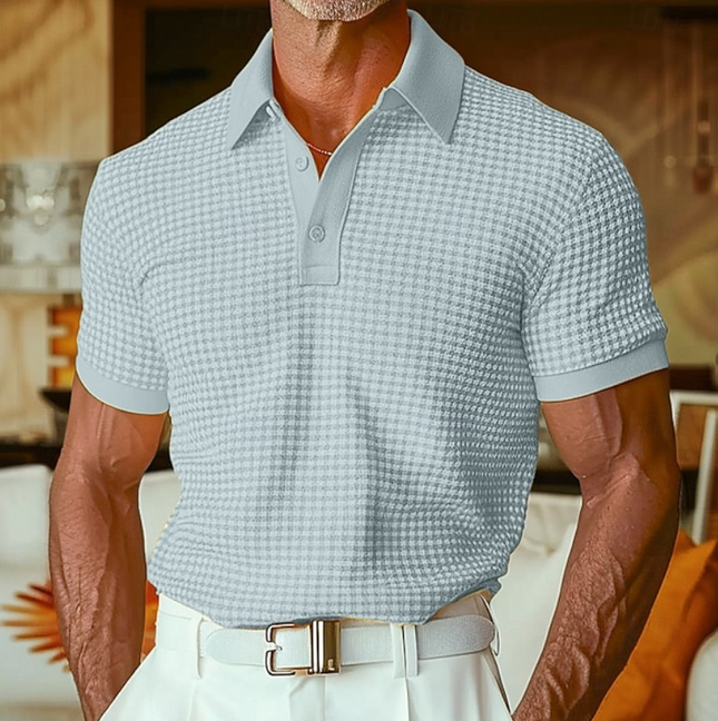 Men's Slim Fit Polo Shirt – Textured Knit Smart Casual Style