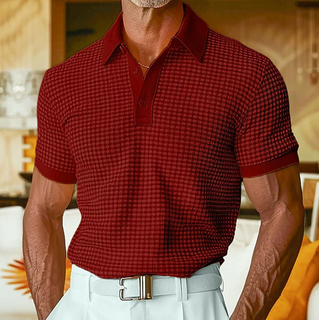 Men's Slim Fit Polo Shirt – Textured Knit Smart Casual Style