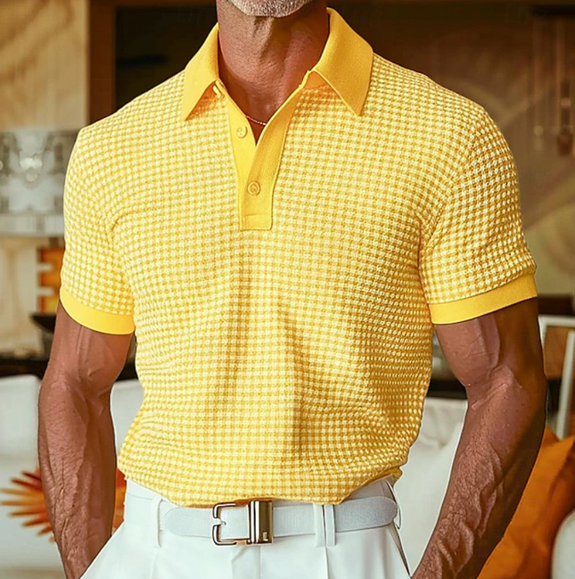 Men's Slim Fit Polo Shirt – Textured Knit Smart Casual Style