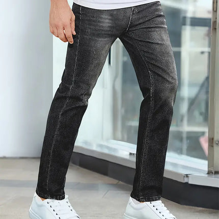 Men's Slim Straight Jeans – Classic Washed Everyday Denim