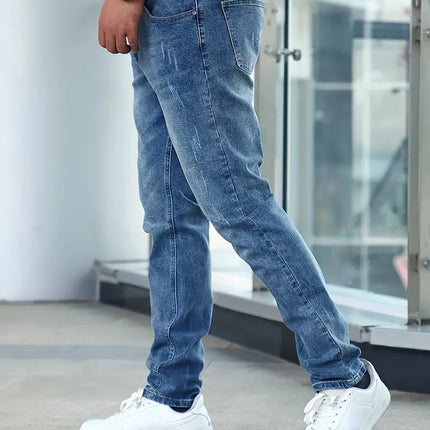 Men's Slim Straight Jeans – Classic Washed Everyday Denim