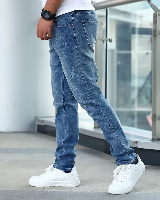 Men's Slim Straight Jeans – Classic Washed Everyday Denim