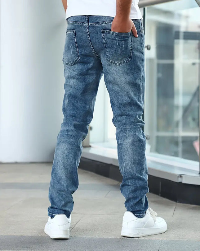 Men's Slim Straight Jeans – Classic Washed Everyday Denim