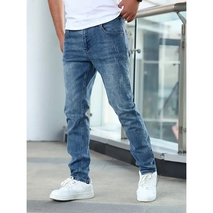Men's Slim Straight Jeans – Classic Washed Everyday Denim