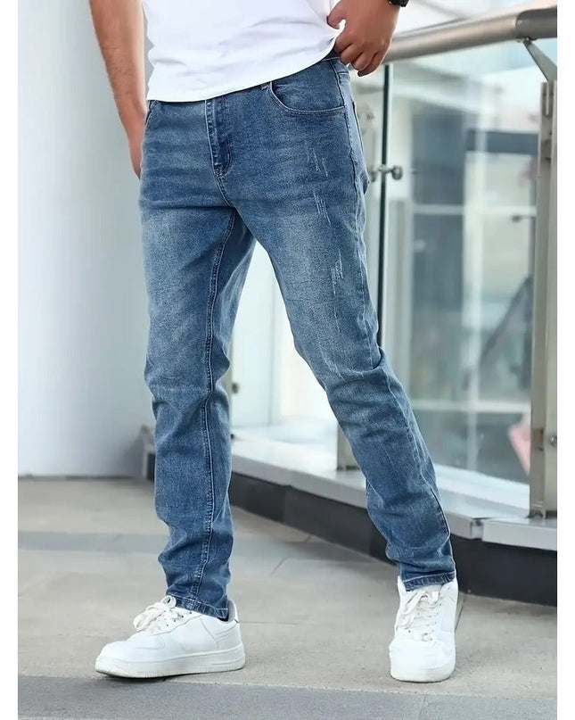 Men's Slim Straight Jeans – Classic Washed Everyday Denim