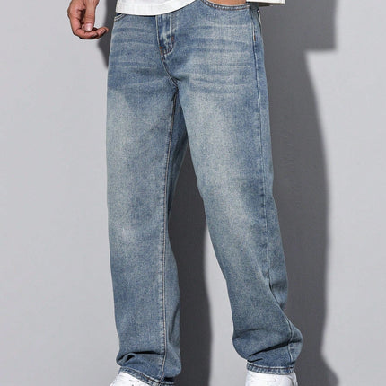 Men's Straight Leg Jeans – Relaxed Washed Everyday Denim