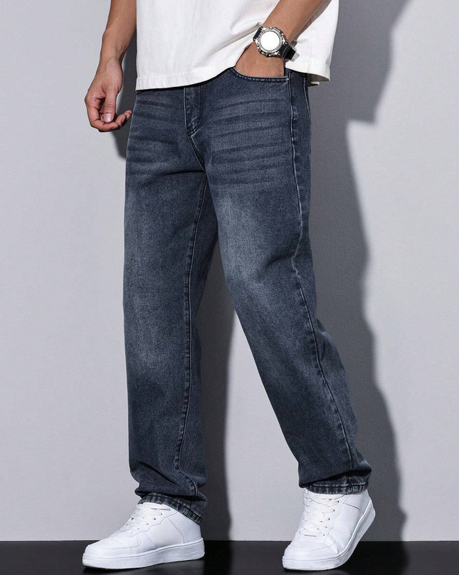 Men's Straight Leg Jeans – Relaxed Washed Everyday Denim