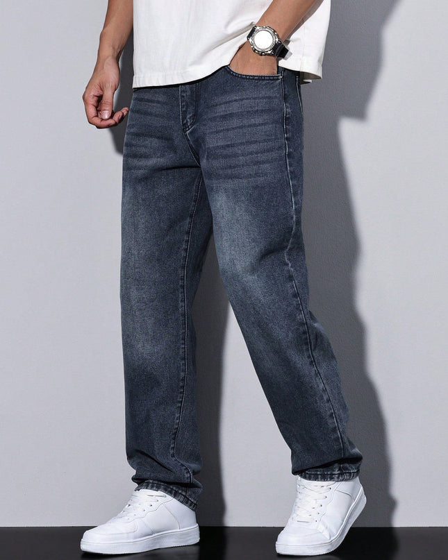 Men's Straight Leg Jeans – Relaxed Washed Everyday Denim