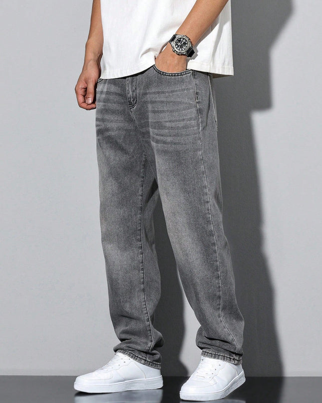 Men's Straight Leg Jeans – Relaxed Washed Everyday Denim