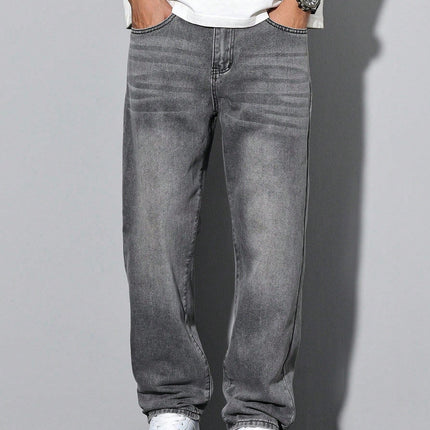 Men's Straight Leg Jeans – Relaxed Washed Everyday Denim
