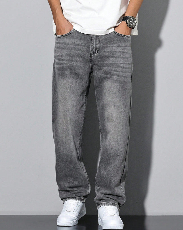 Men's Straight Leg Jeans – Relaxed Washed Everyday Denim