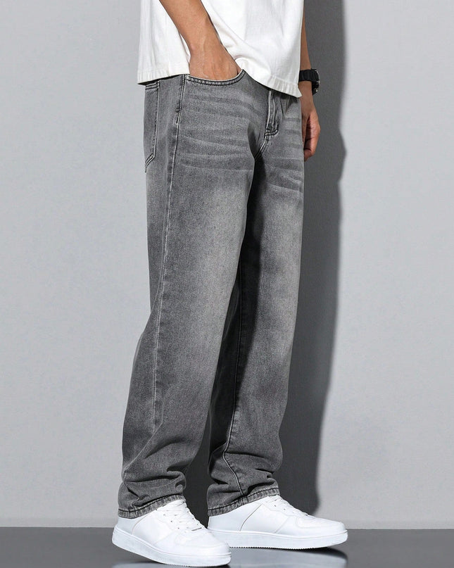 Men's Straight Leg Jeans – Relaxed Washed Everyday Denim