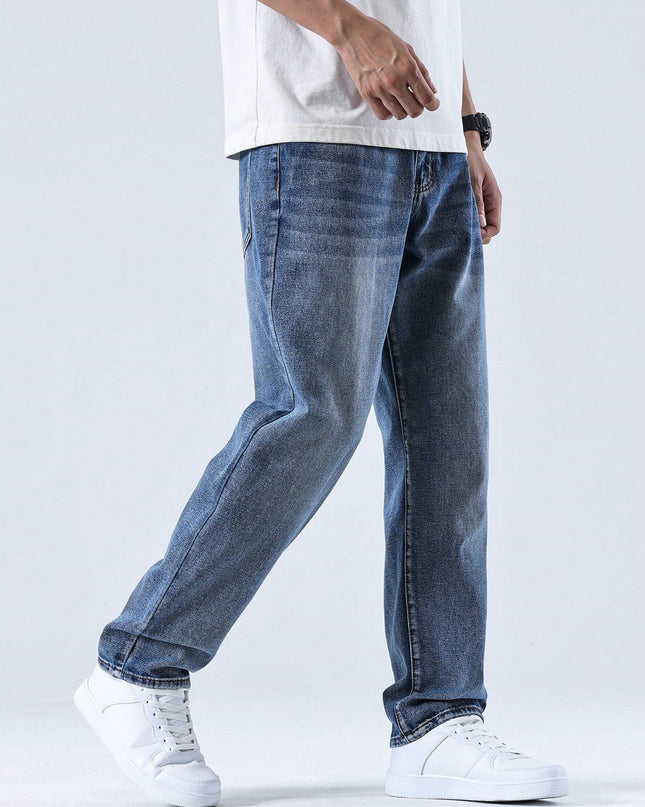 Men's Straight Leg Jeans – Relaxed Washed Everyday Denim