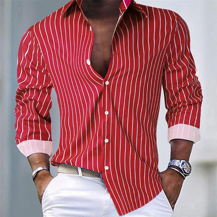 Men's Striped Button-Up Shirt – Tailored Smart Casual Style