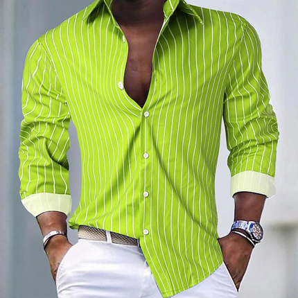 Men's Striped Button-Up Shirt – Tailored Smart Casual Style