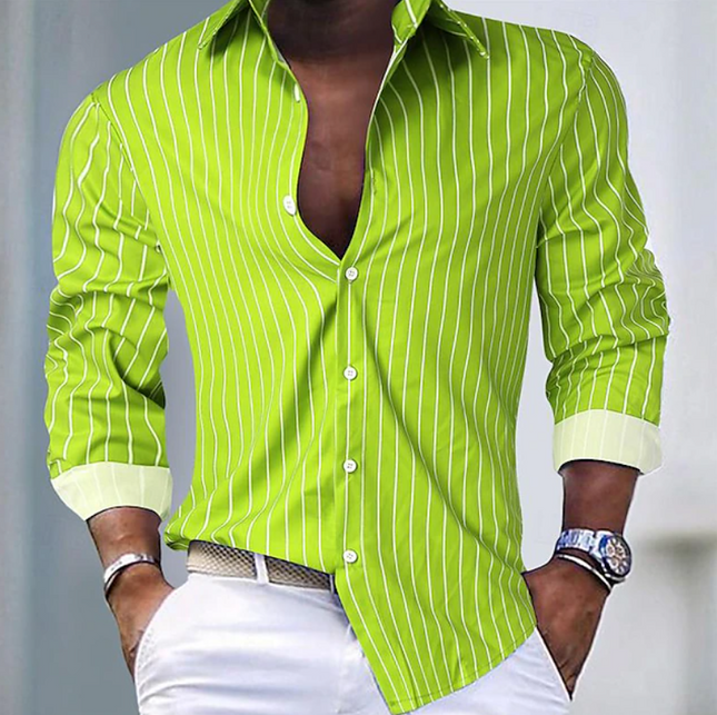 Men's Striped Button-Up Shirt – Tailored Smart Casual Style