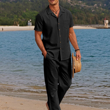 Men's Summer Co-Ord Set – Camp Collar Shirt & Relaxed Trousers