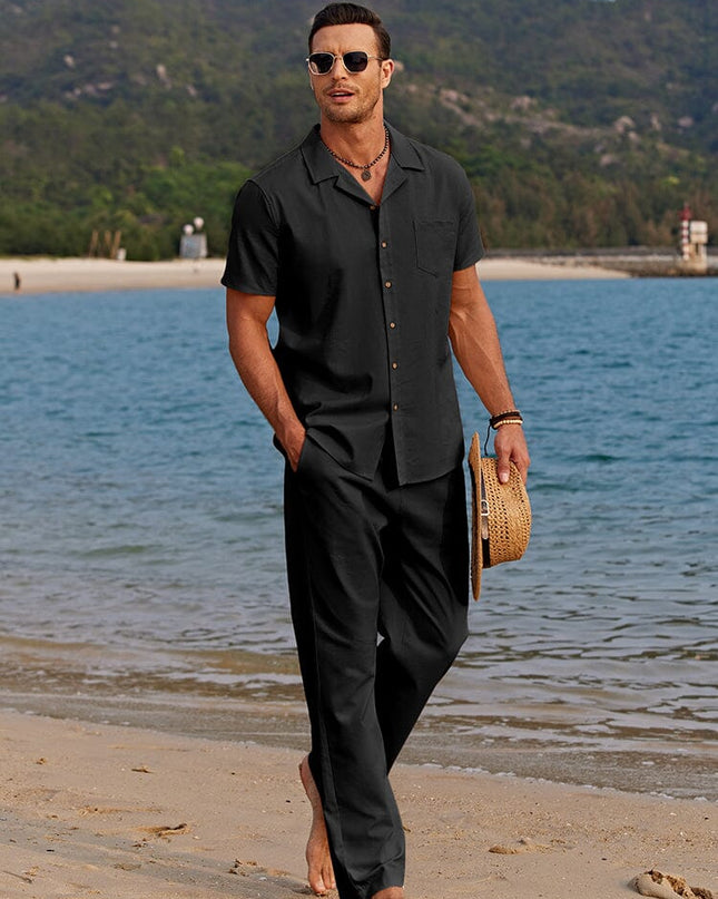 Men's Summer Co-Ord Set – Camp Collar Shirt & Relaxed Trousers